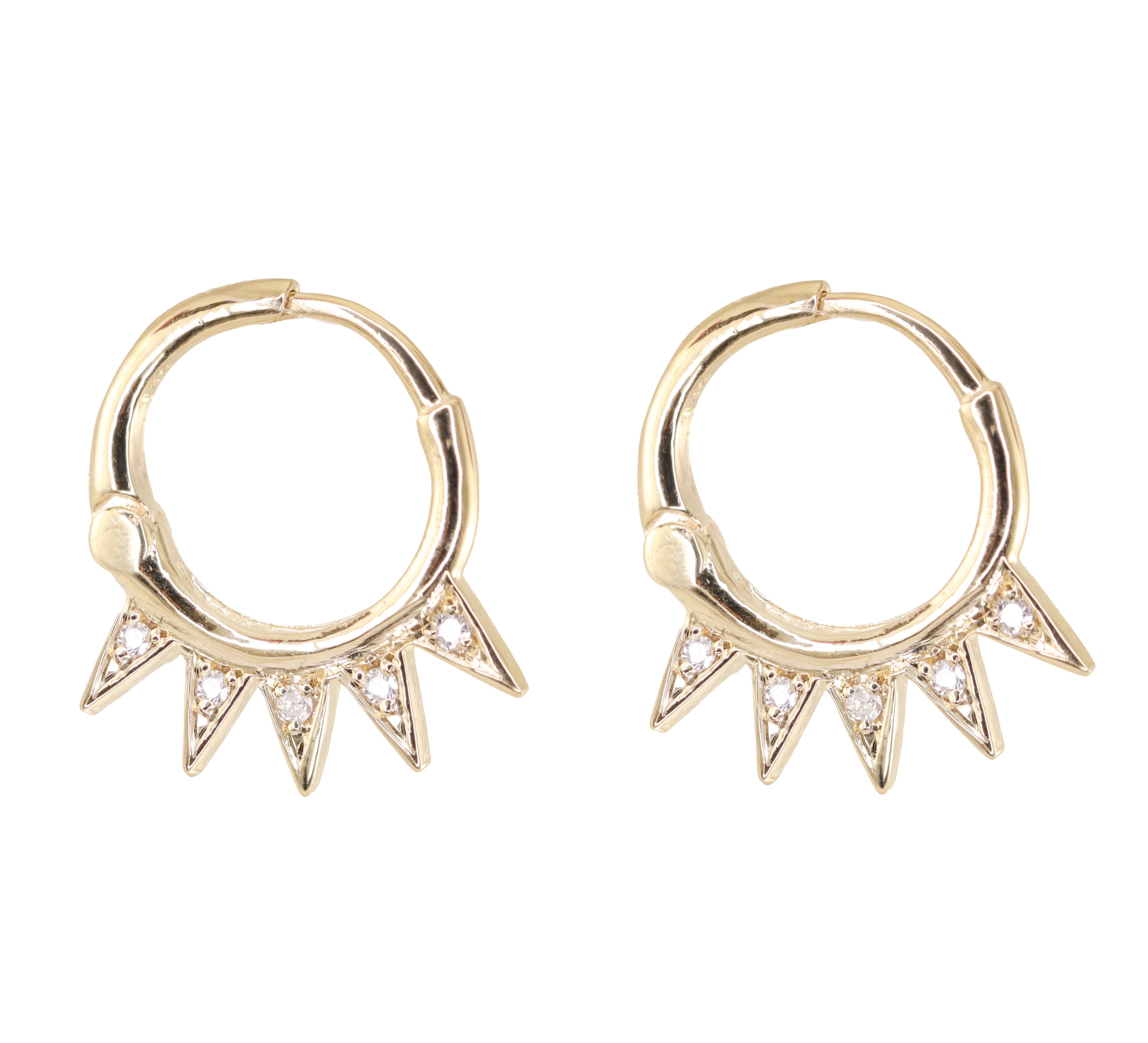 14K Gold Drop Single Spike Earrings 14K Rose Gold