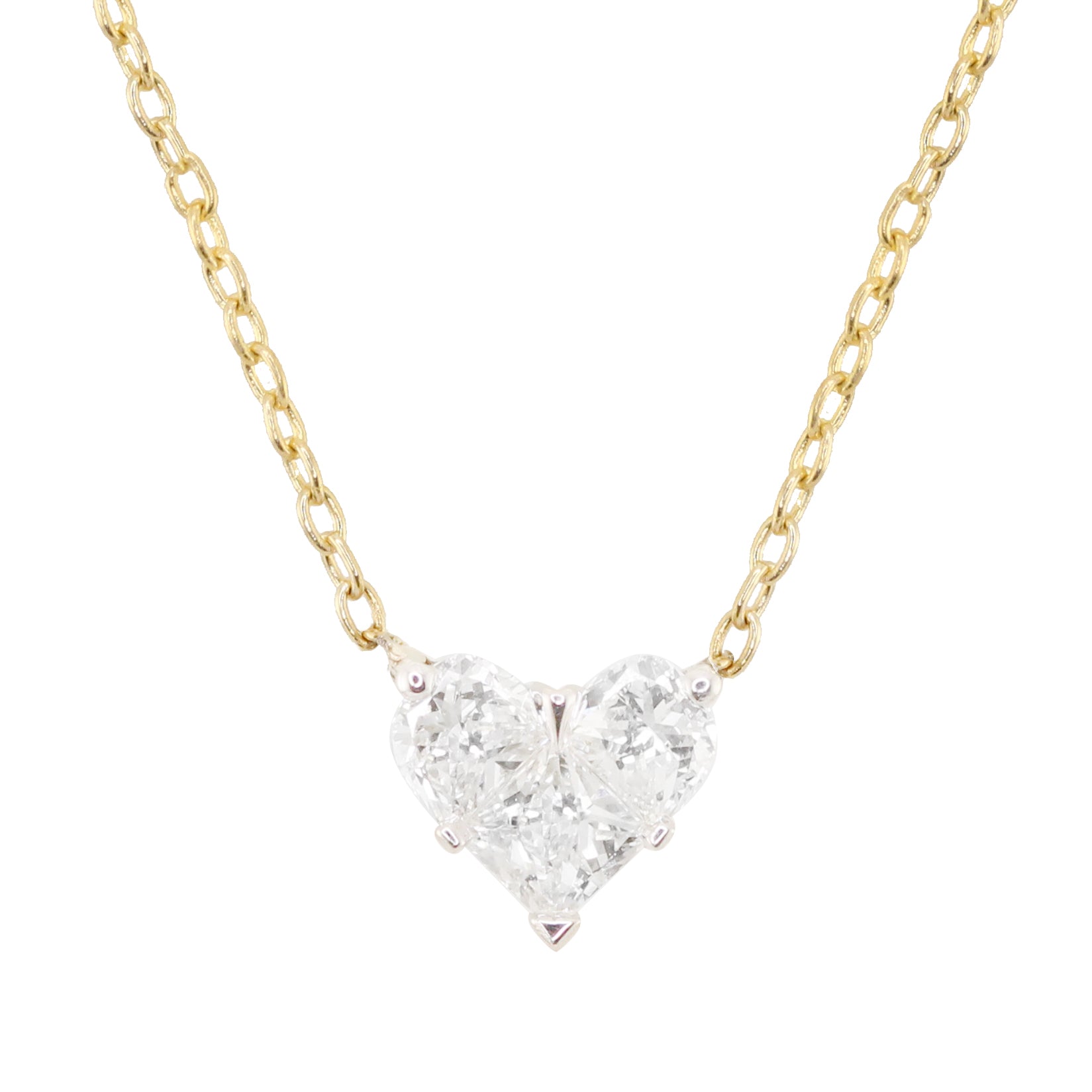 14kt gold mini full diamond heart necklace