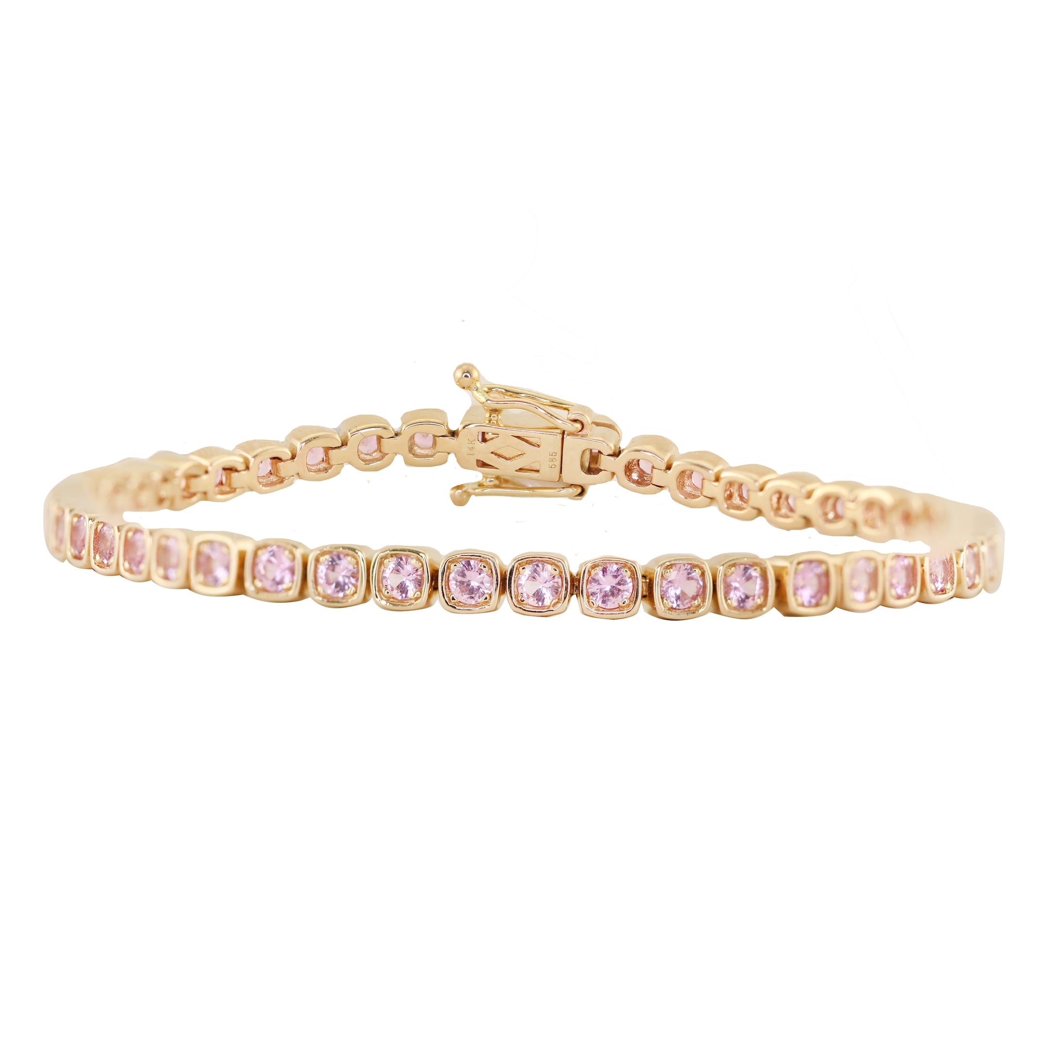 14kt gold pink sapphire box bracelet | Luna Skye