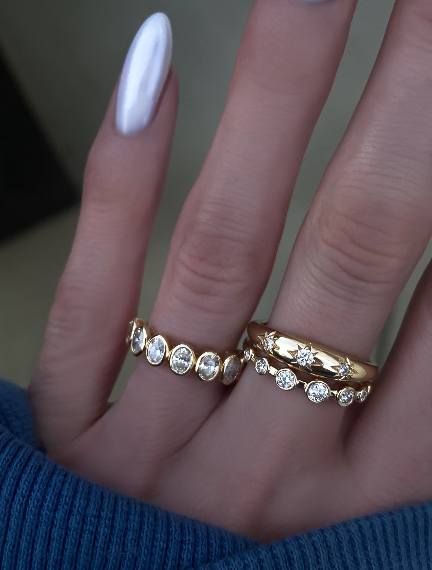 14kt gold and diamond orbit bezel ring