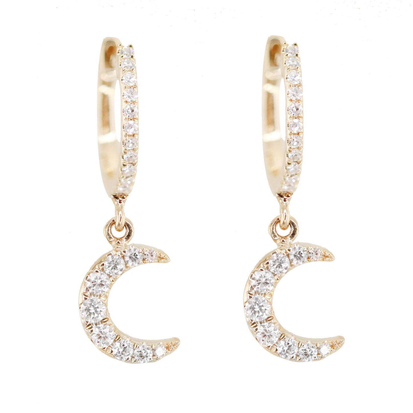 14kt gold crescent moon drip earrings