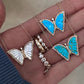 14kt gold and diamond turquoise baby butterfly necklace