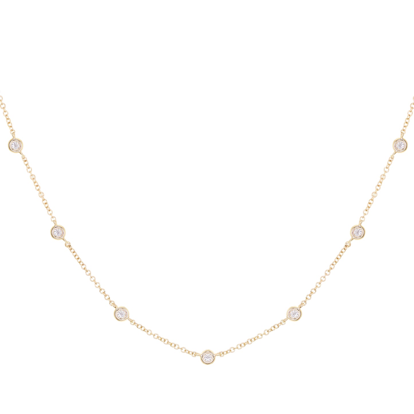14kt gold diamond bezel choker necklace