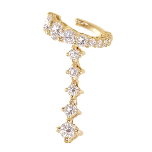 14kt gold graduated diamond chain stud cuff