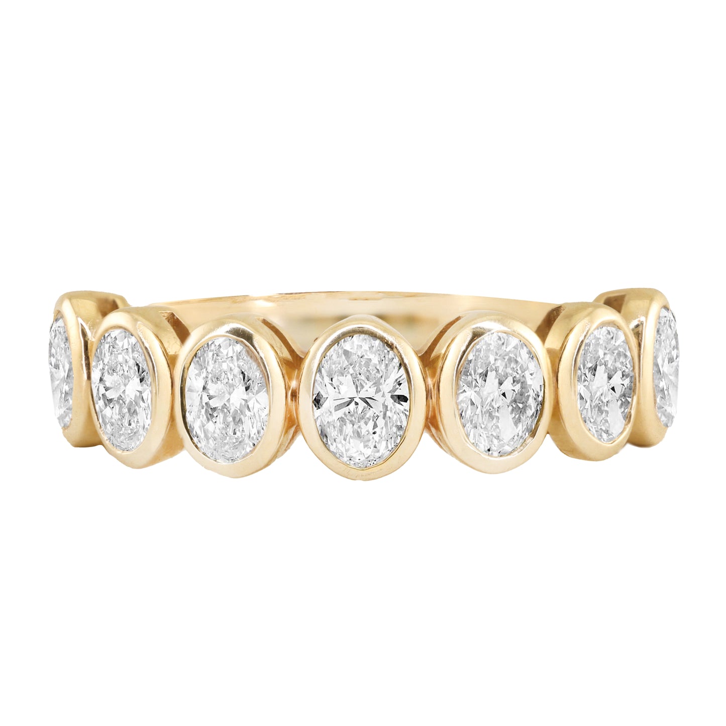 14kt gold oval diamond bezel band