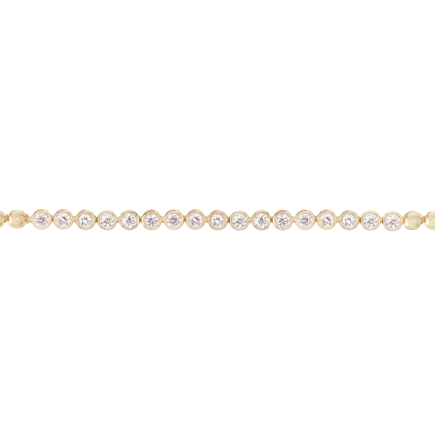 14kt gold and diamond bezel row bead bracelet