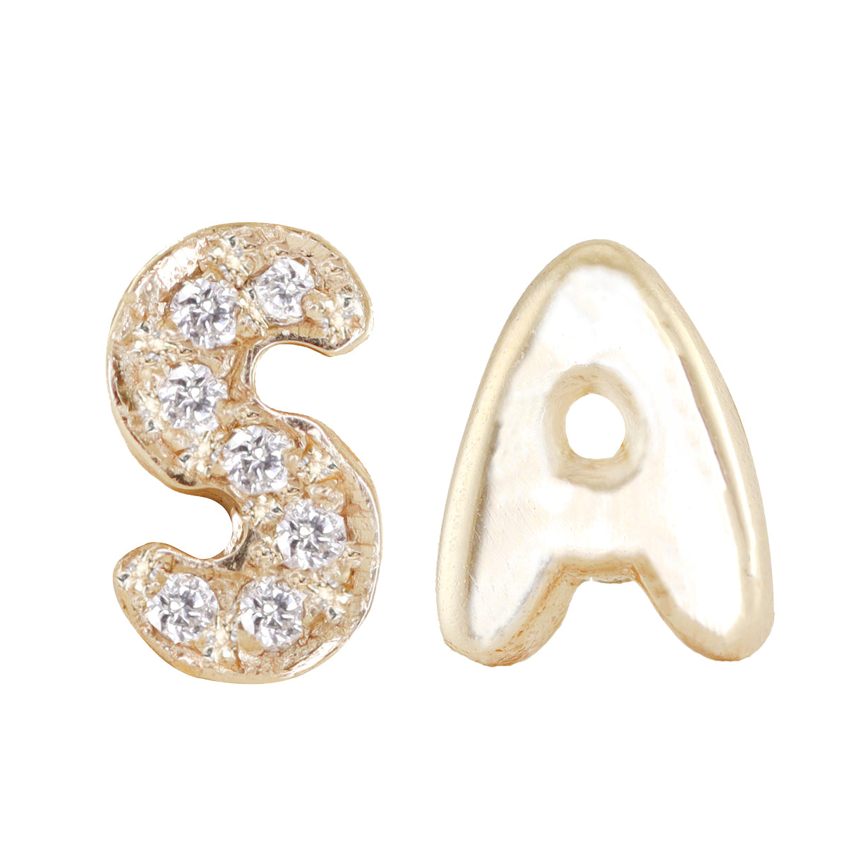 14k Gold & Diamond Initial Stud Earrings – Phoenix Roze