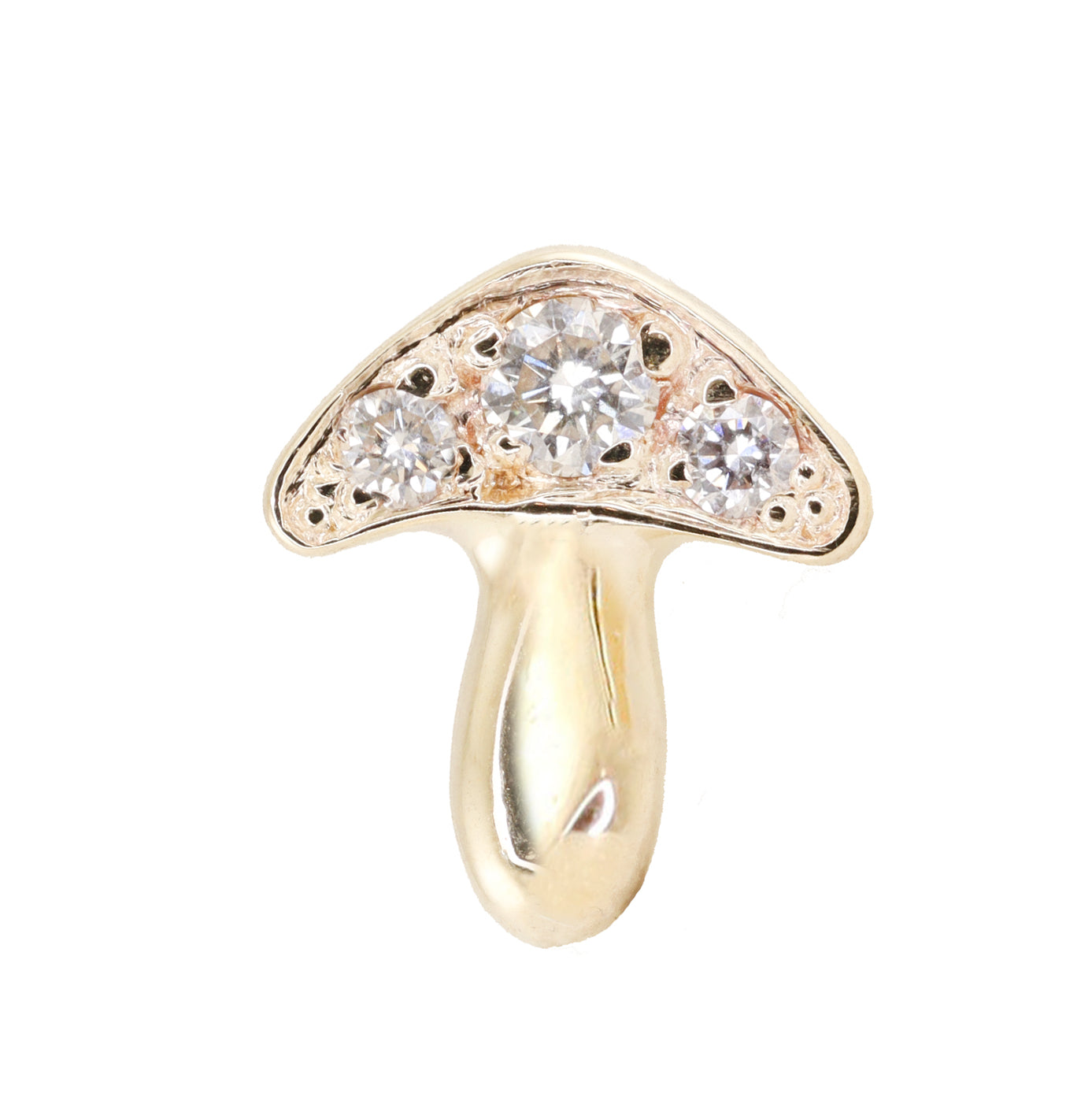 14kt gold and diamond magic mushroom single stud