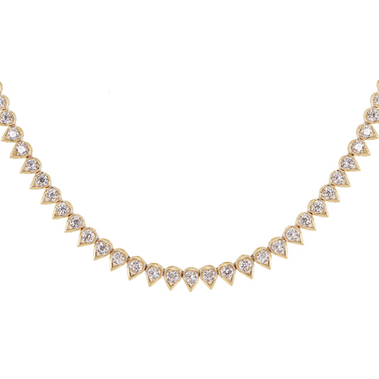 14kt gold diamond spike tennis necklace