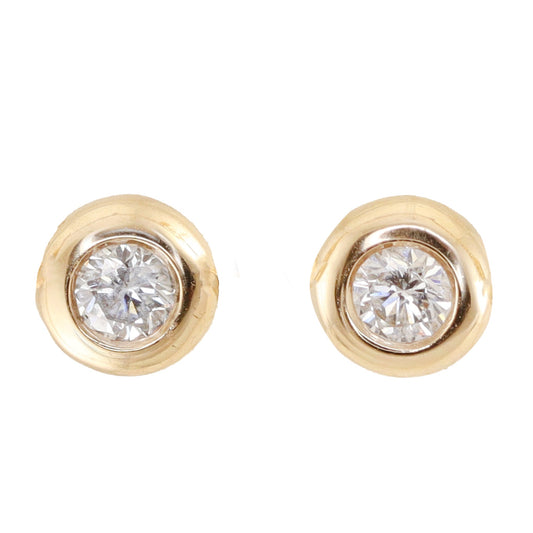 14kt gold orbit diamond bezel stud