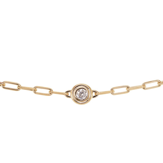 14kt gold diamond double bezel paperclip bracelet