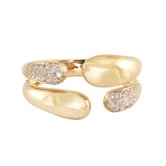 14kt gold and diamond duality stacked dome ring