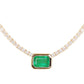 14kt gold emerald bezel diamond classic tennis necklace