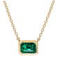 14kt gold emerald bezel necklace