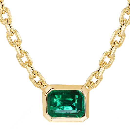 14kt gold emerald bezel harlow necklace