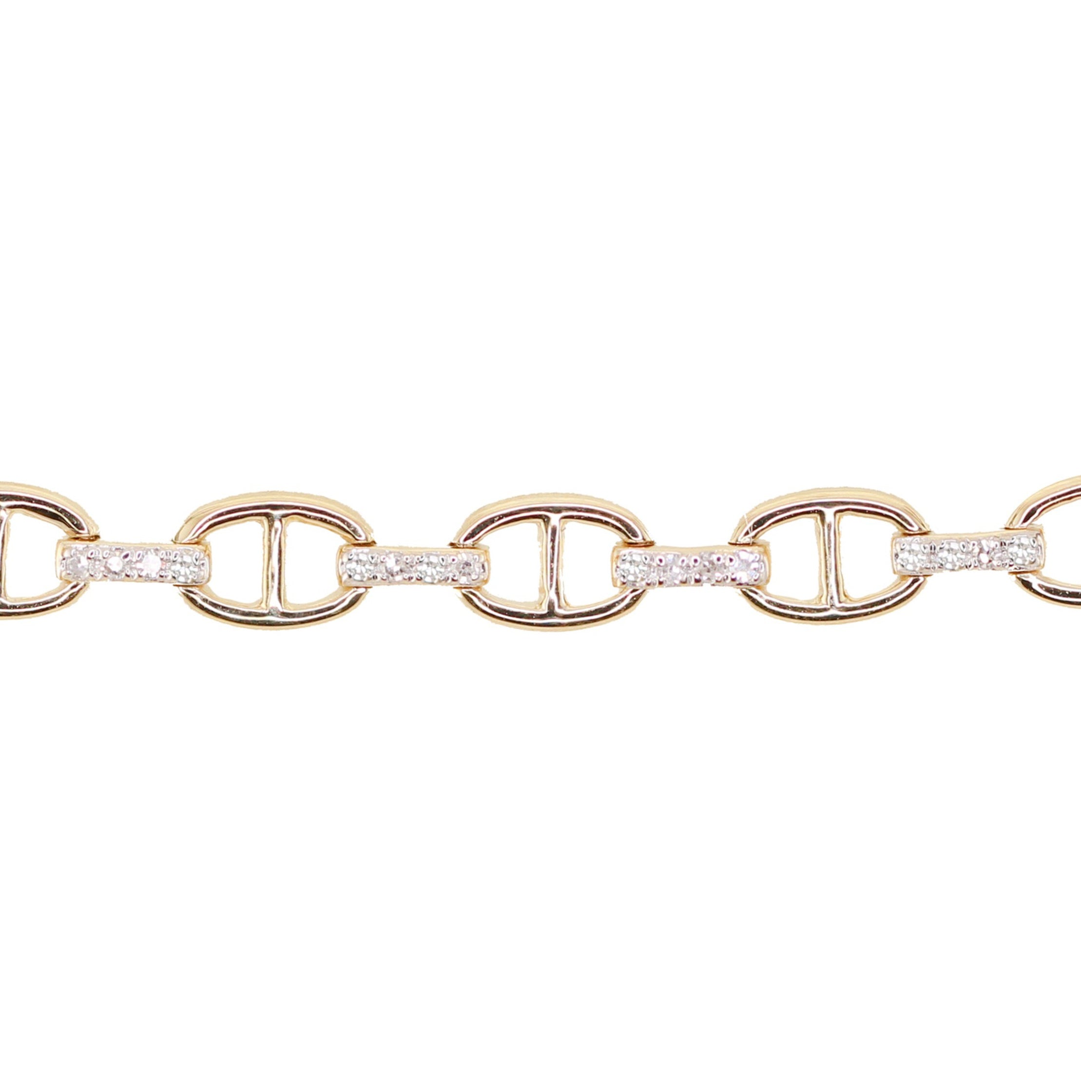 14kt gold and diamond anchor chain bracelet