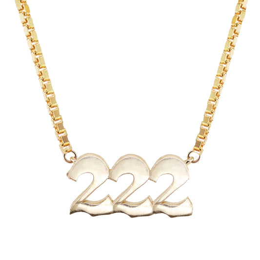 14kt gold 222 necklace on box chain