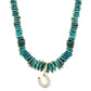 14kt gold and diamond good luck graduated turquoise beaded necklace