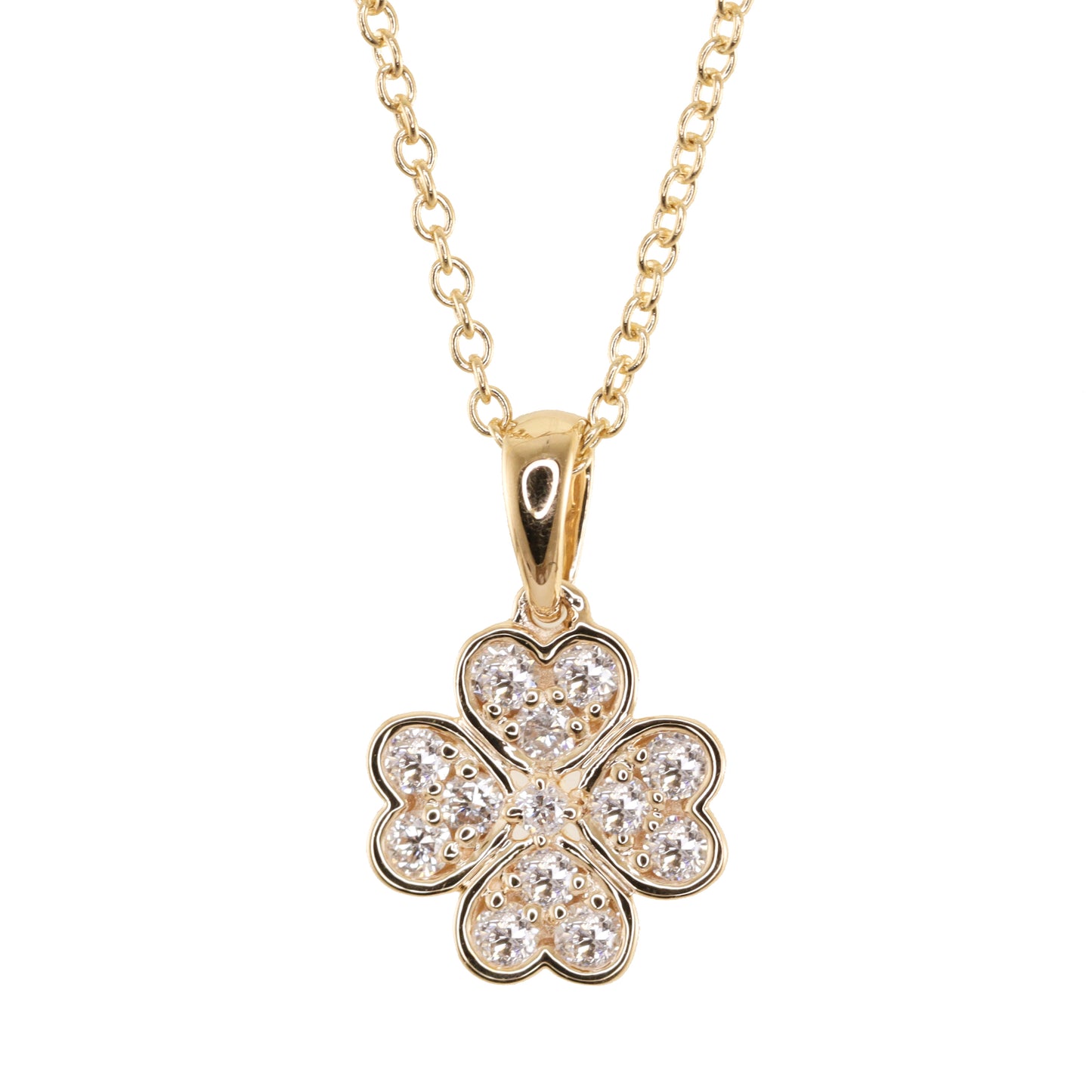 14kt gold and diamond lucky four leaf clover necklace