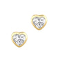 14kt gold petite diamond bezel heart studs