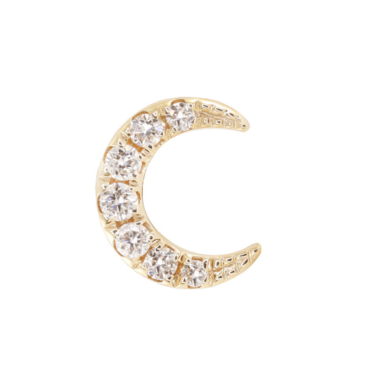 14kt gold little moon stud