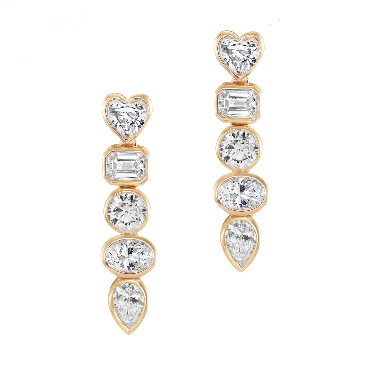 14kt gold mixed diamond bezel drip stud earrings