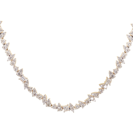 14kt gold floating mixed diamond necklace