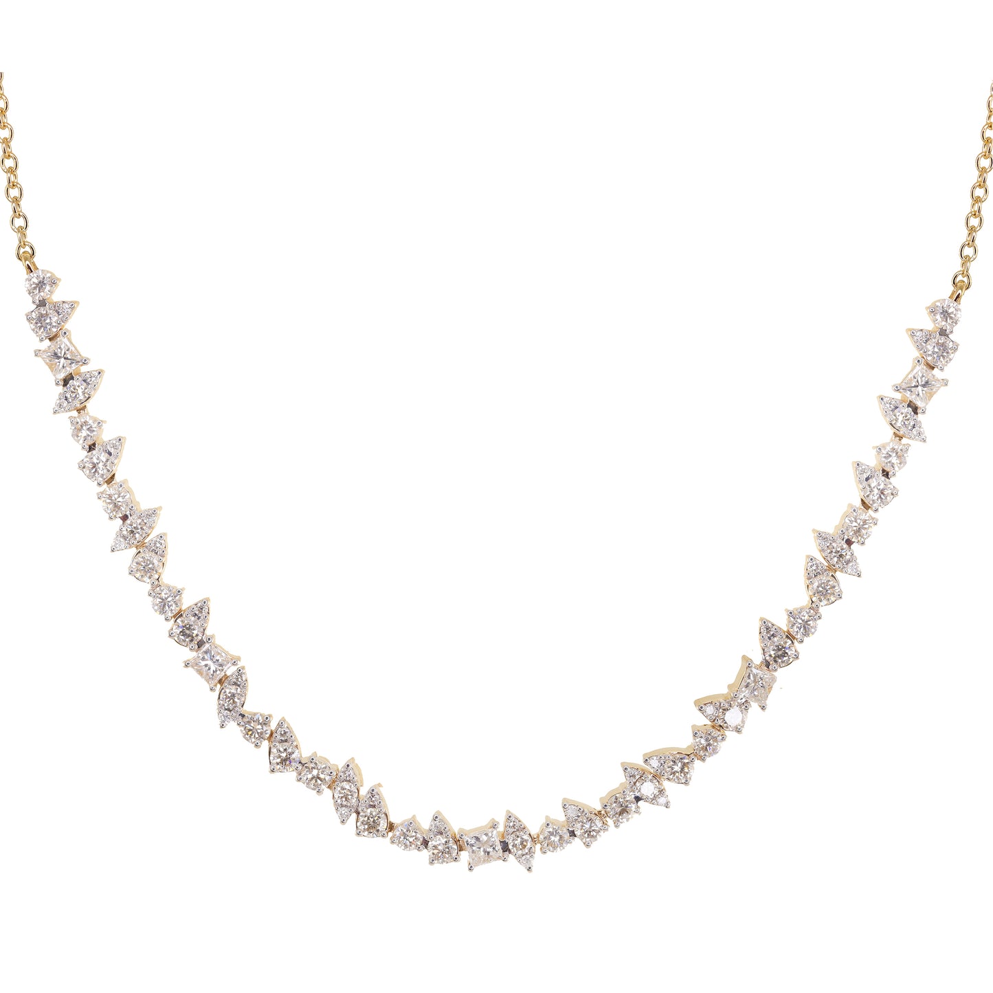 14kt gold floating mixed diamond necklace