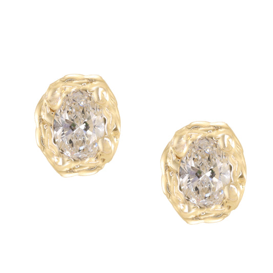 14kt gold molten diamond bezel stud earrings