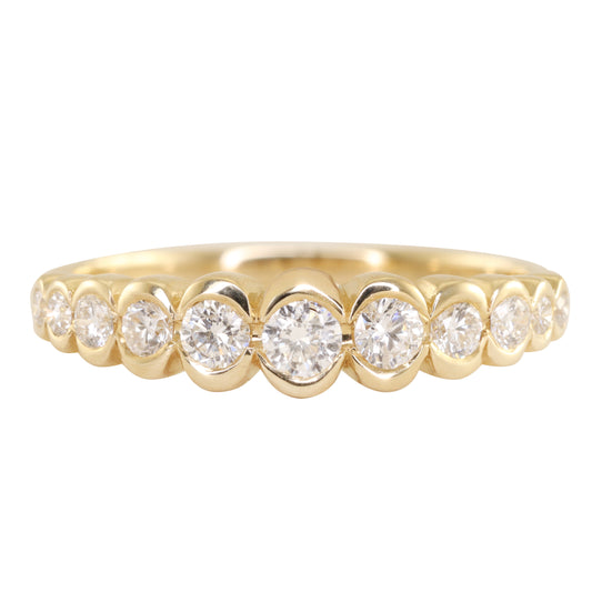 14kt gold diamond moon band