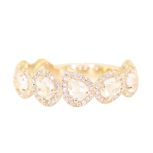 14kt gold and diamond teardrop cluster band