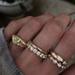 14kt gold petite peridot heart burst ring