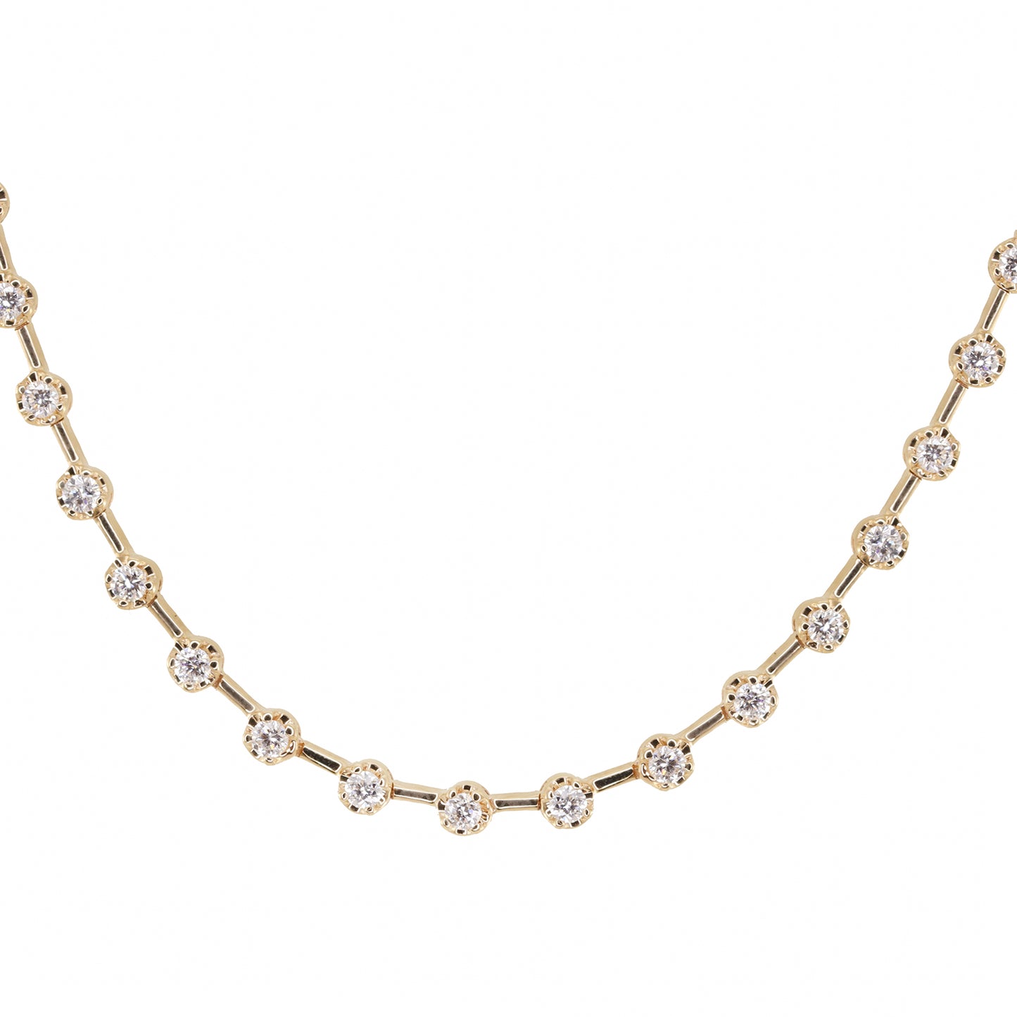 14kt gold four prong floating diamond necklace