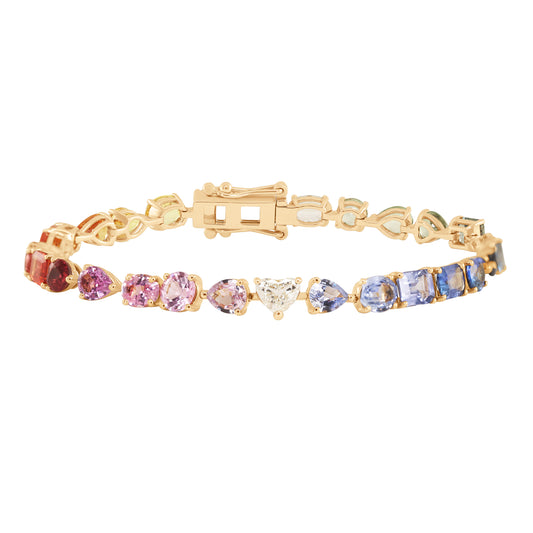 14kt gold mixed cut rainbow tennis bracelet