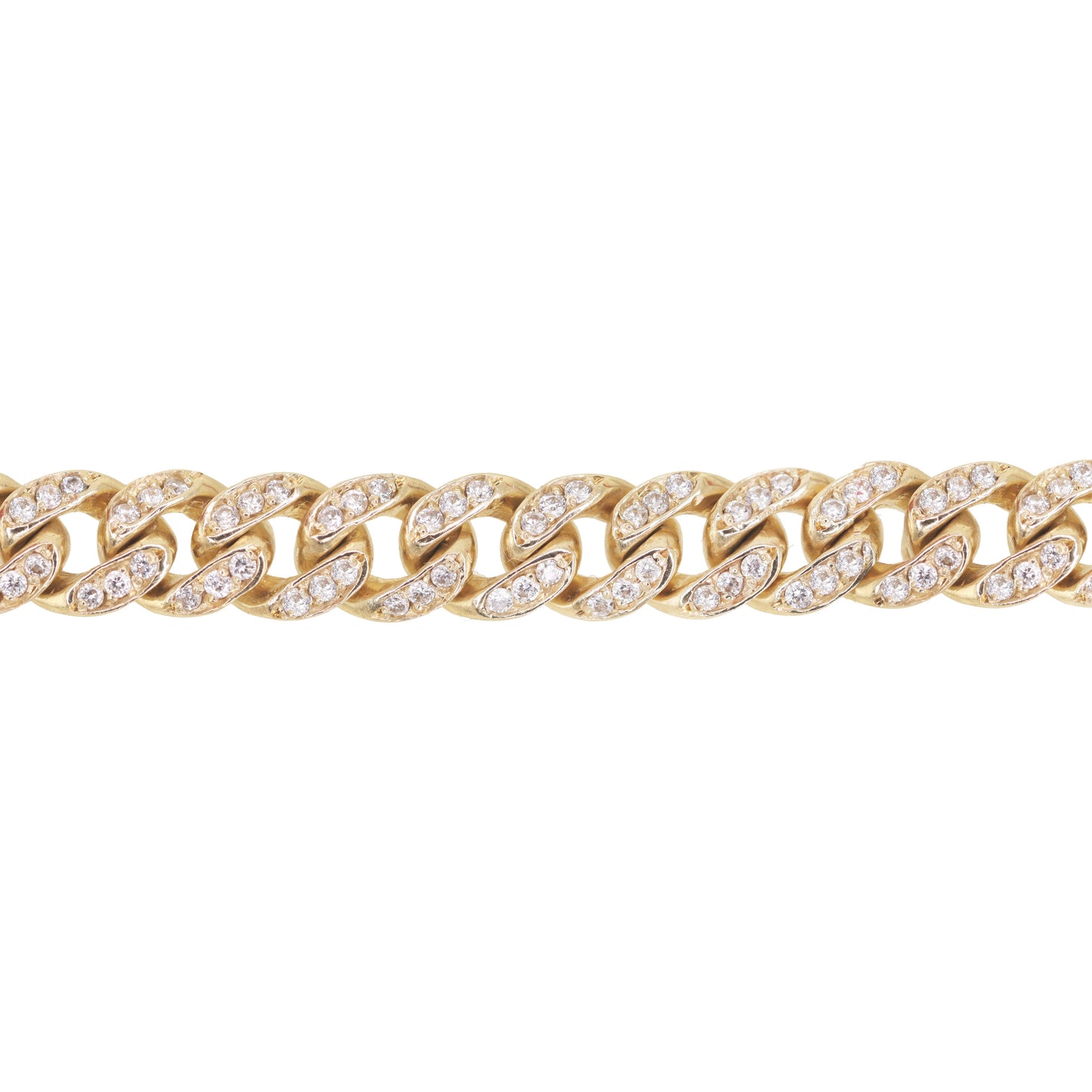 14kt gold and diamond cuban link bracelet