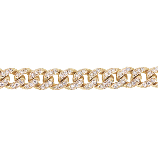 14kt gold and diamond cuban link bracelet