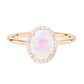 14kt gold and diamond solitaire moonstone ring with halo