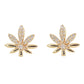 14kt gold diamond sweet leaf studs