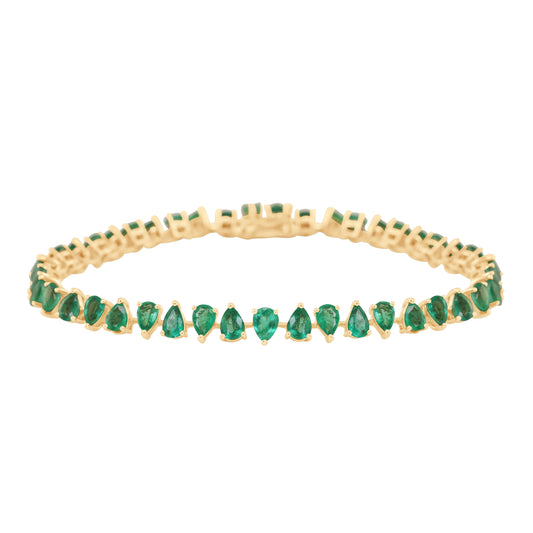 14kt gold teardrop emerald tennis bracelet