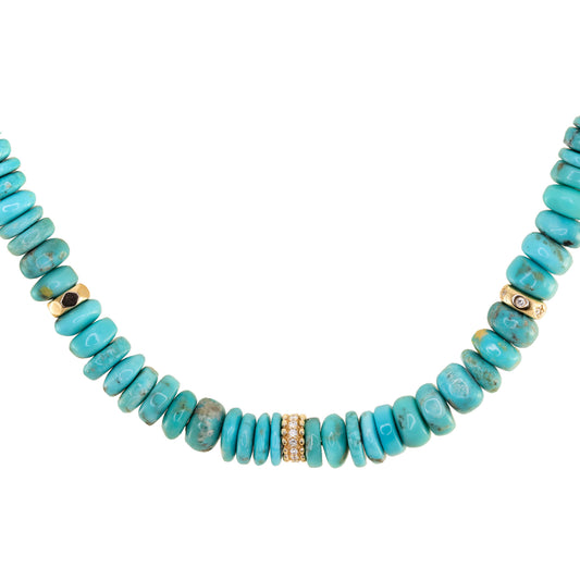 14kt gold turquoise bead necklace