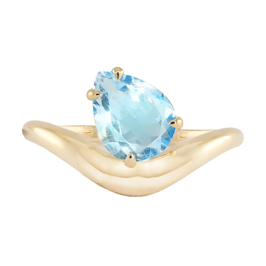 14kt gold and aquamarine wave Lina ring