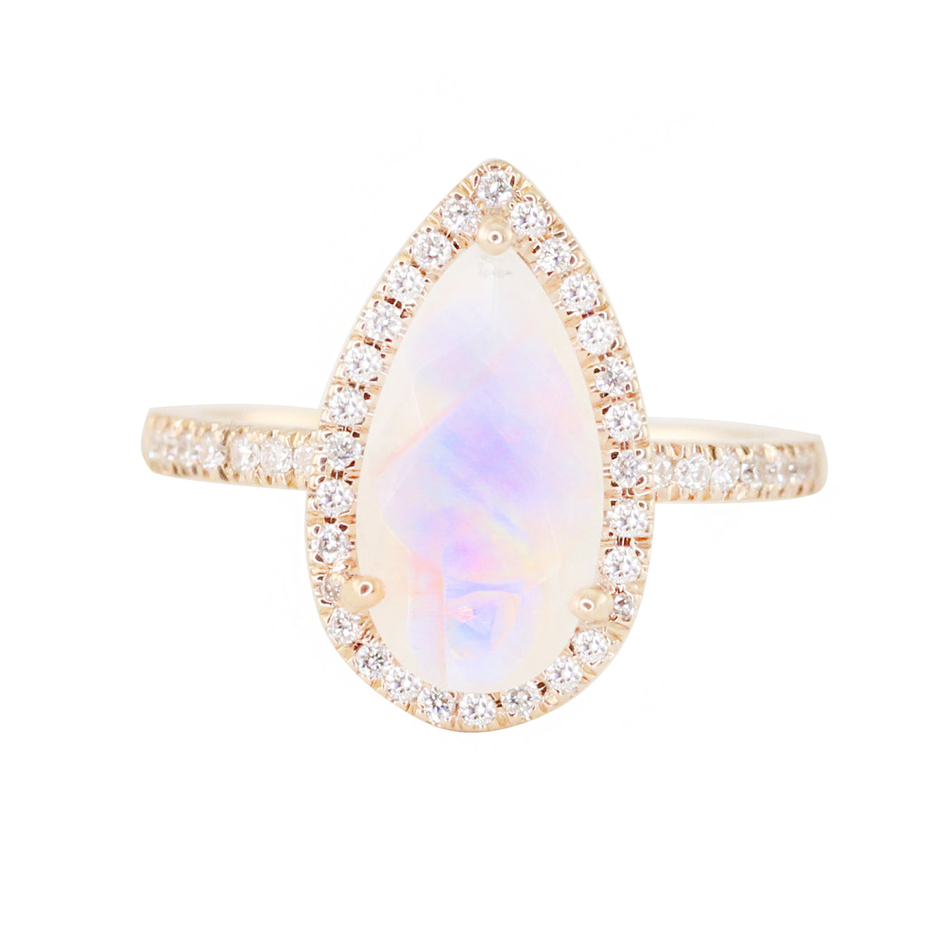 14kt gold and diamond elongated teardrop moonstone ring – Luna Skye