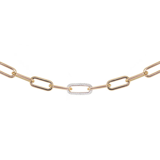 14kt gold grande diamond link paperclip bracelet