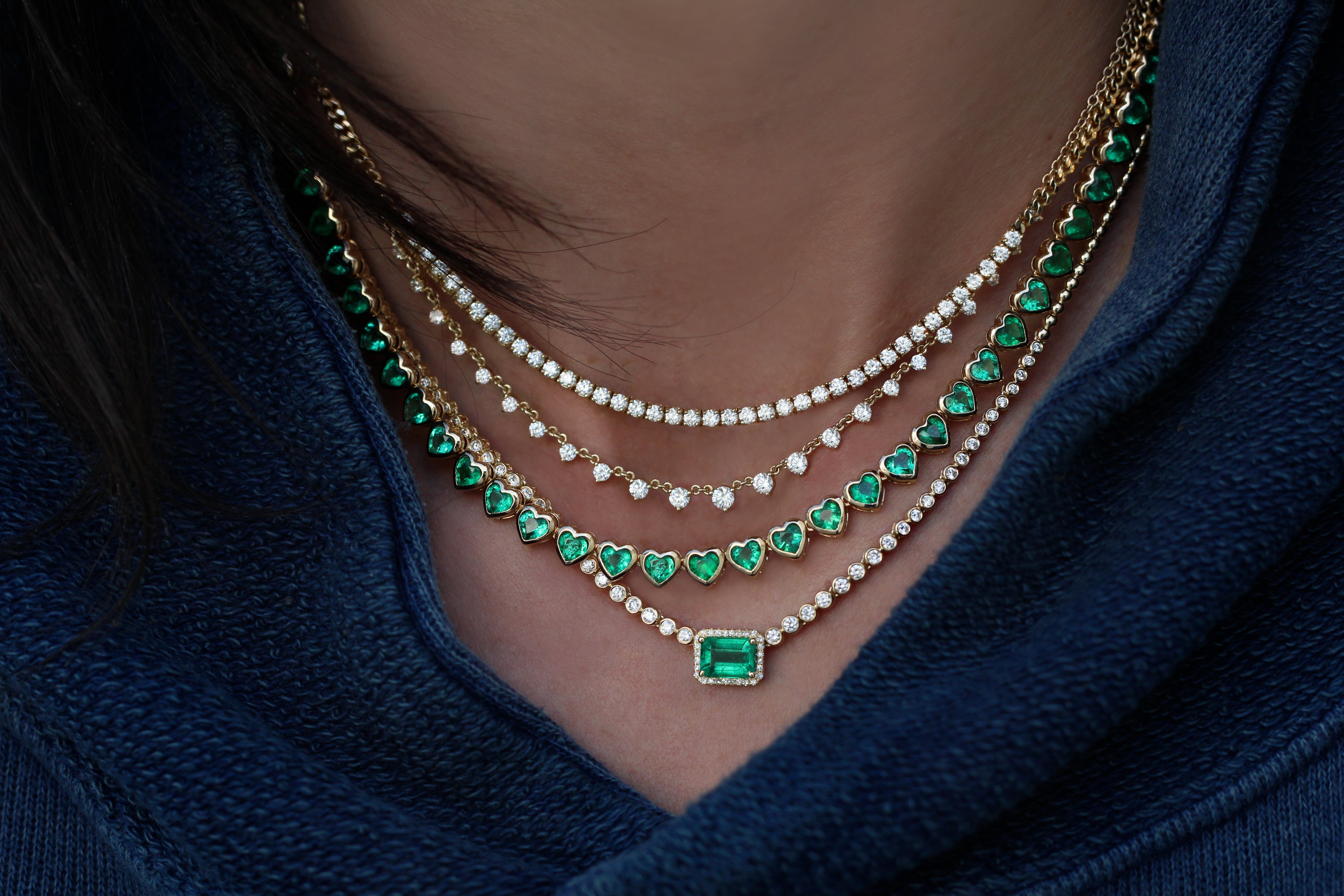 Large Diamond Emerald Cut Tennis Necklace – Millo
