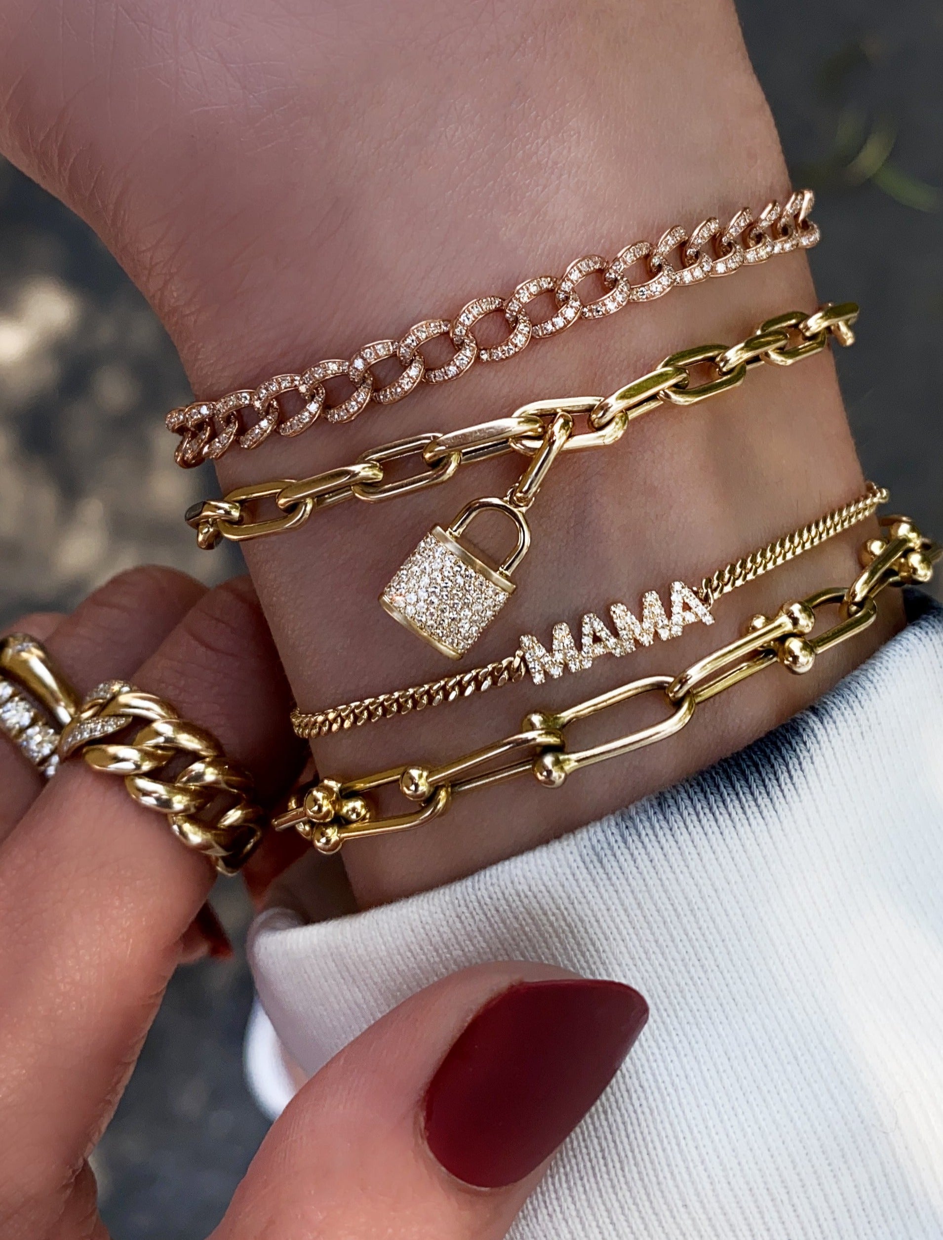 Mama & Mini Diamond Bracelet Set 14K White Gold / Adult & Baby (4-5in)