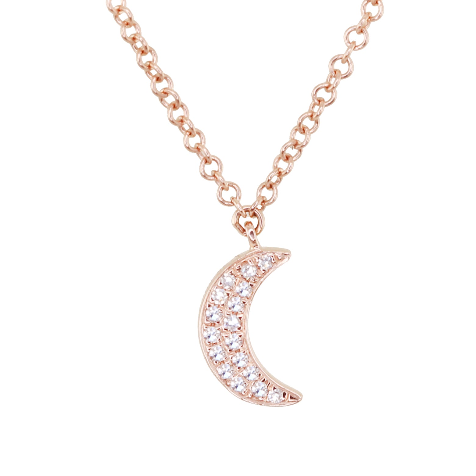 14kt Gold And Diamond Mini Crescent Moon Necklace – Luna Skye