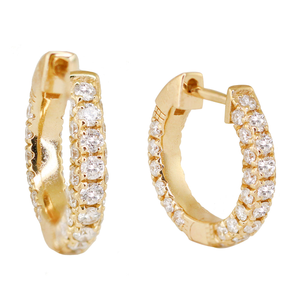 Gold and Pavé Diamond Luna Stud Earrings in 18K Yellow Gold with Safety Earring Backs
