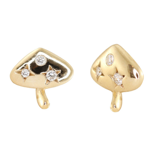 14kt gold diamond star mushroom studs