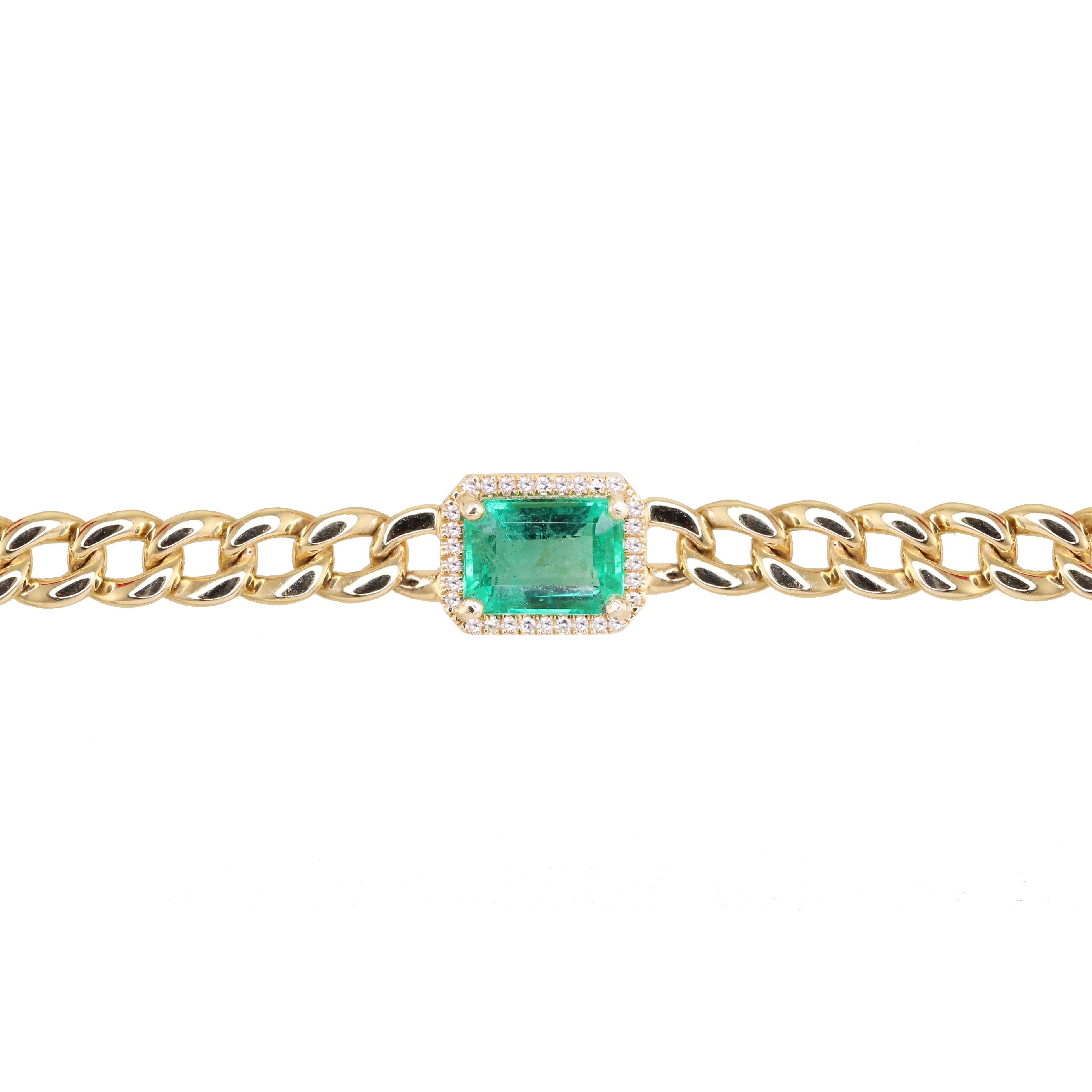 Gabriel & Co 14K Yellow Gold Bujukan Pave Emerald Cap Bracelet