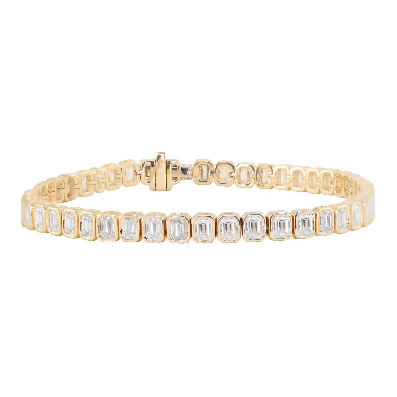 14kt gold emerald cut diamond bezel tennis bracelet – Luna Skye